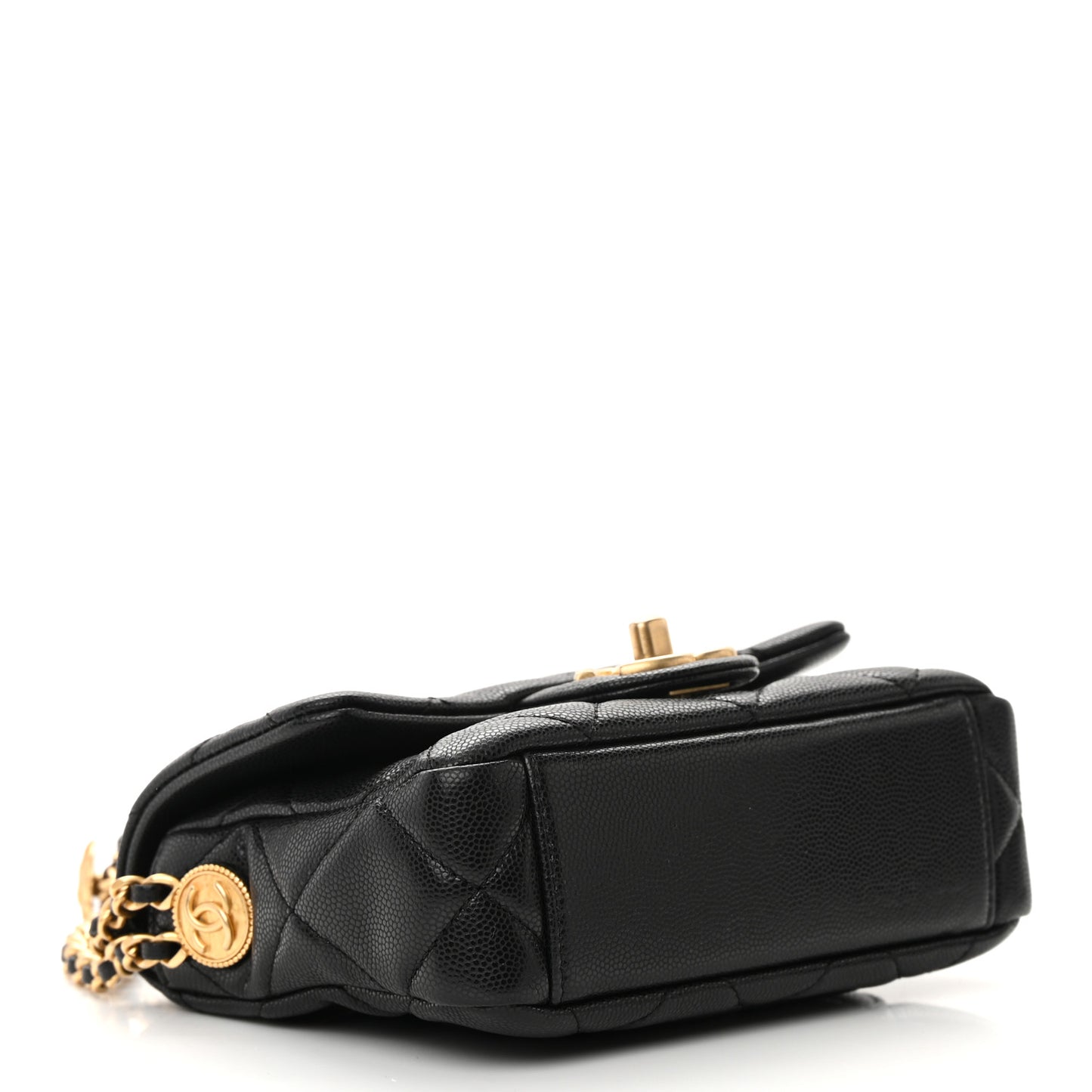 Caviar Quilted Mini Twist Your Buttons Flap Black