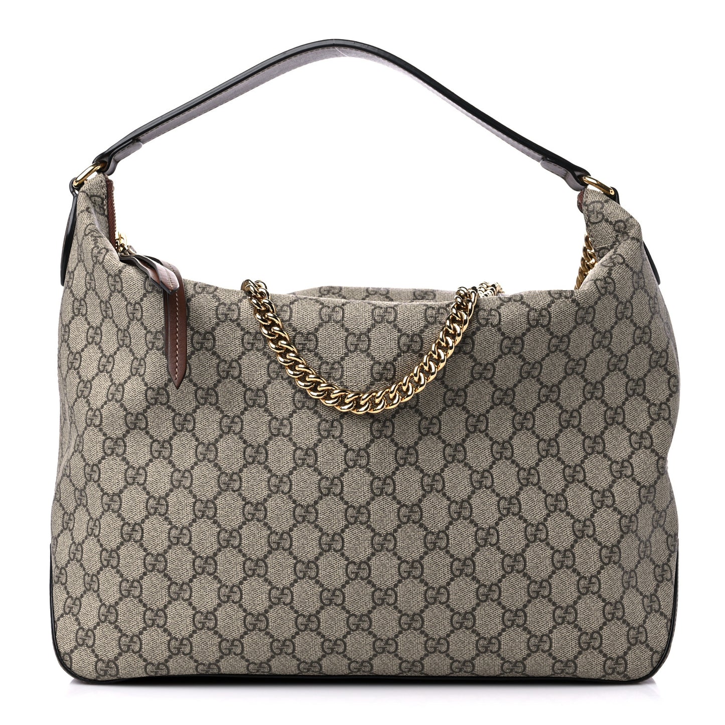 GG Supreme Monogram Large Linea A Hobo Light Brown