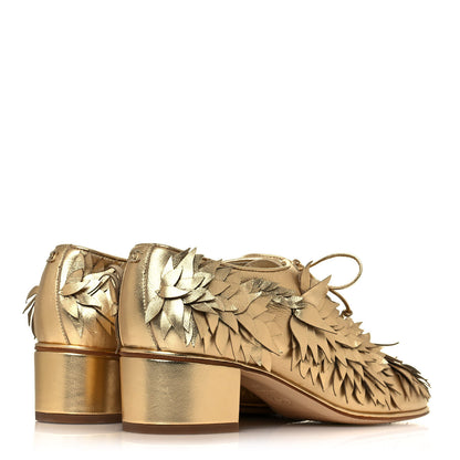 Chanel Lambskin Lace Up Oxfords 39 Gold 4 of 10