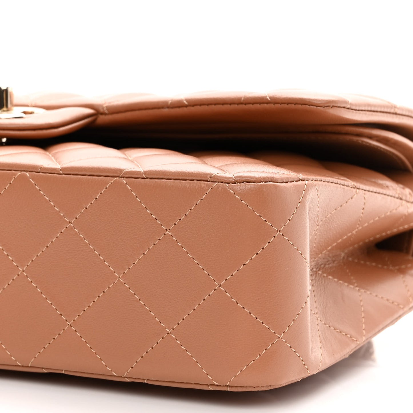 Lambskin Quilted Medium Double Flap Brown