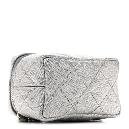 Chanel Metallic Caviar Quilted Mini Top Handle Vanity With Chain Silver 4 of 13