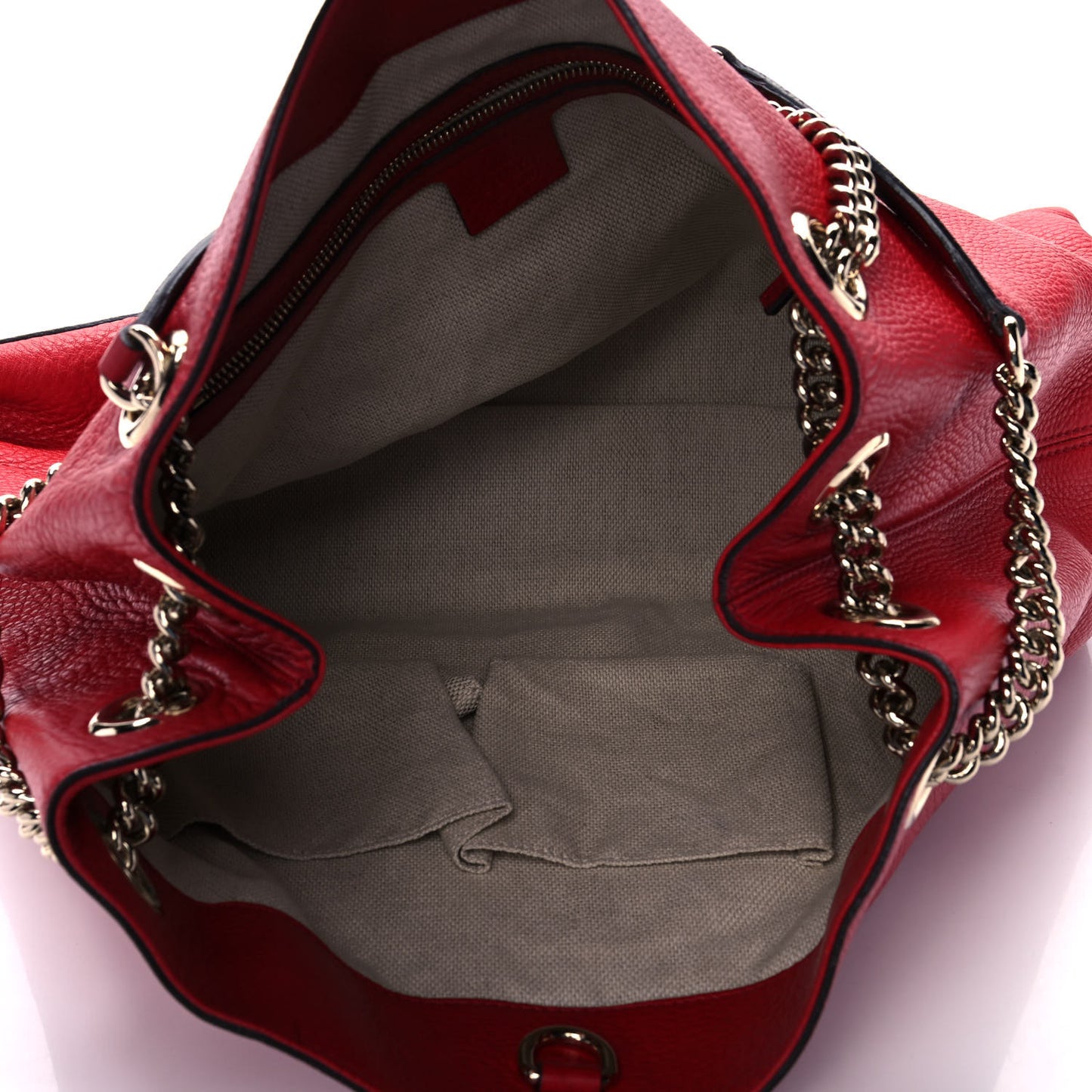 Pebbled Calfskin Medium Soho Chain Shoulder Bag Tabasco Red