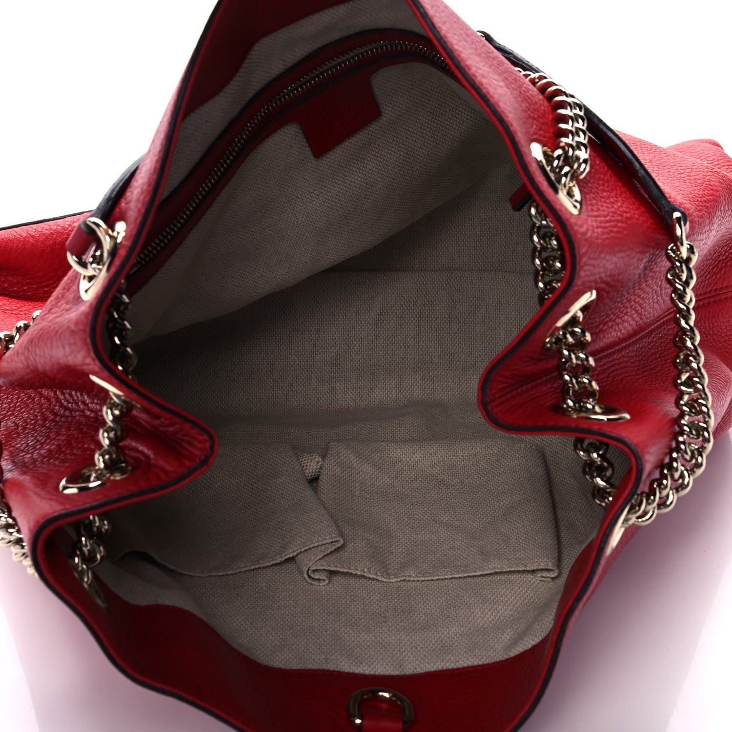 Gucci Pebbled Calfskin Medium Soho Chain Shoulder Bag Tabasco Red 5 of 14