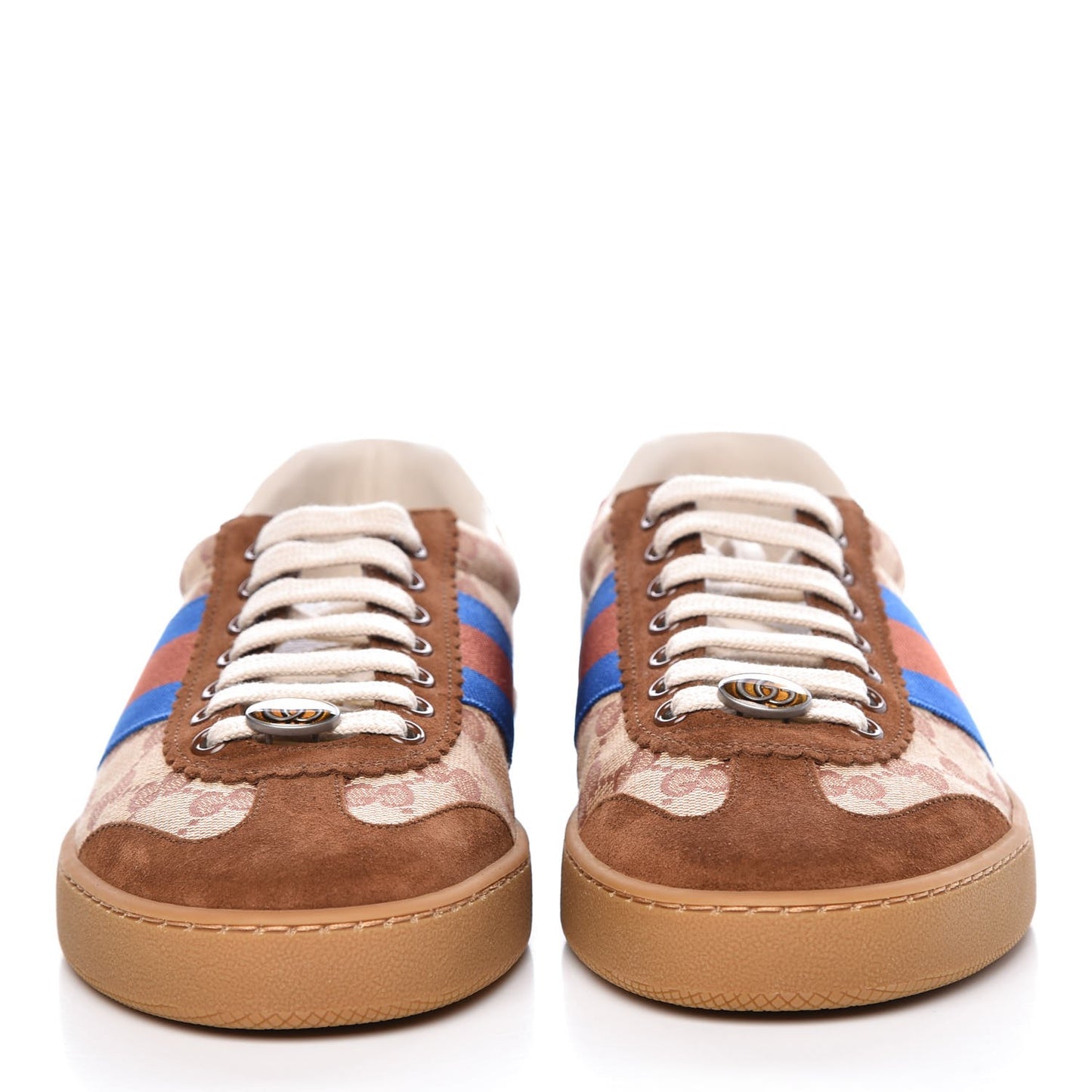 GG Monogram Suede Web Mens G74 Sneakers 7 Beige Ruggine Cuir