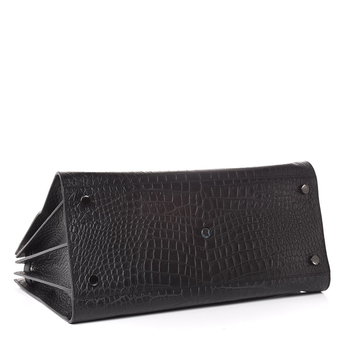 Calfskin Crocodile Embossed Large Sac De Jour Carryall Black