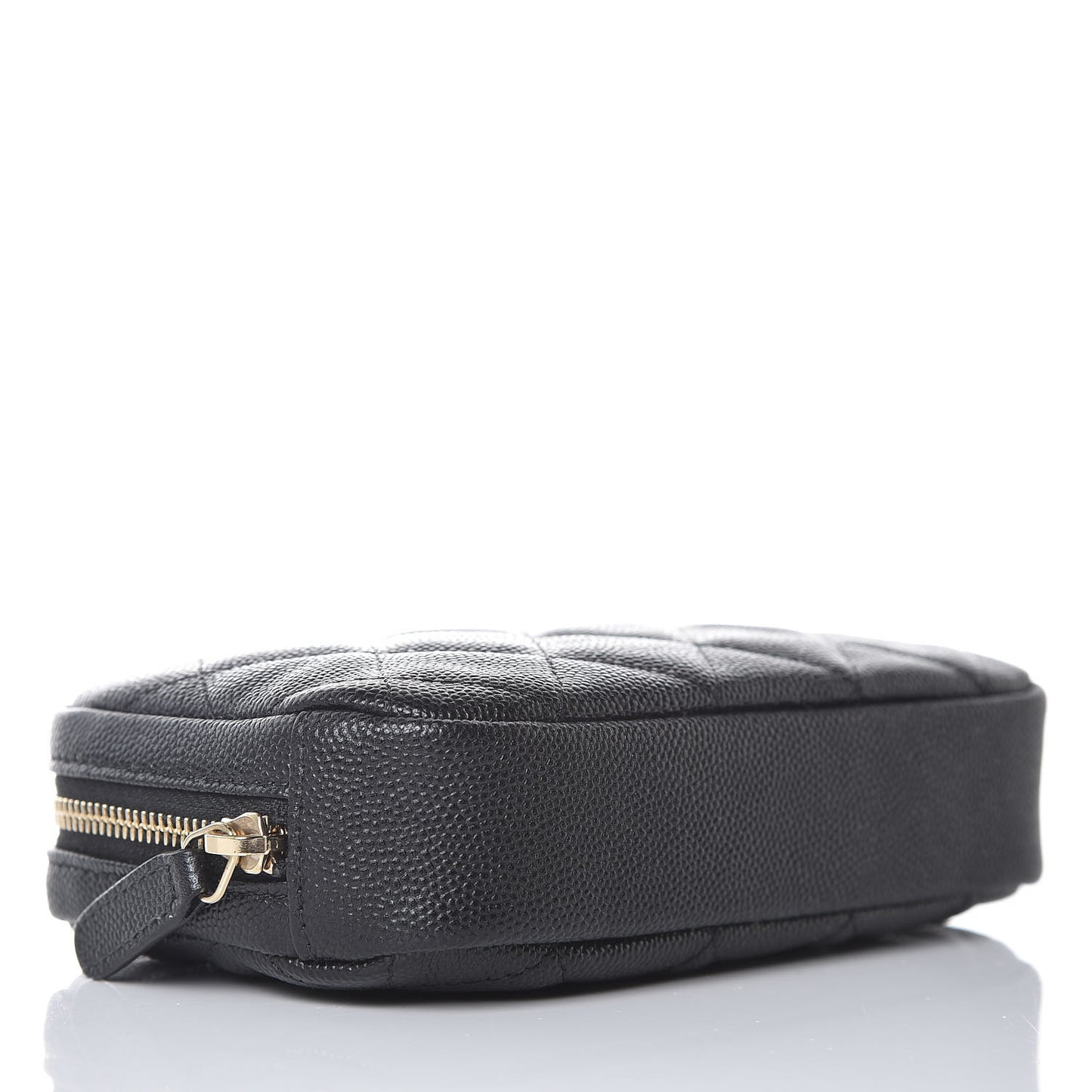 Caviar Quilted Small Curvy Pouch Cosmetic Case Black