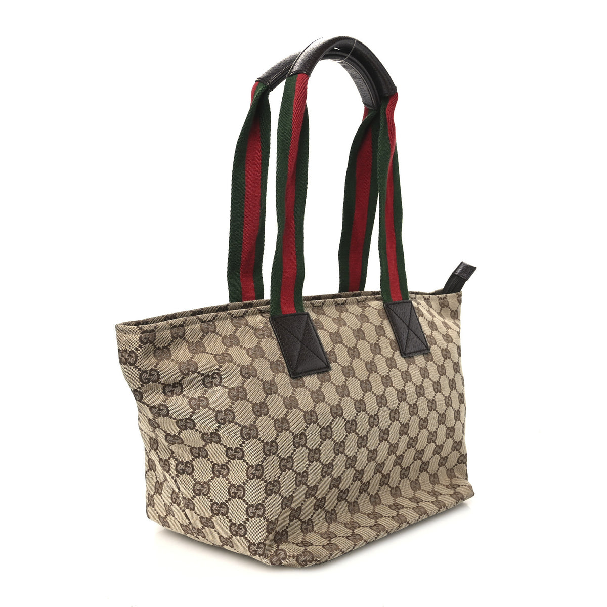 GG Monogram Medium Web Handle Bucket Tote Dark Brown