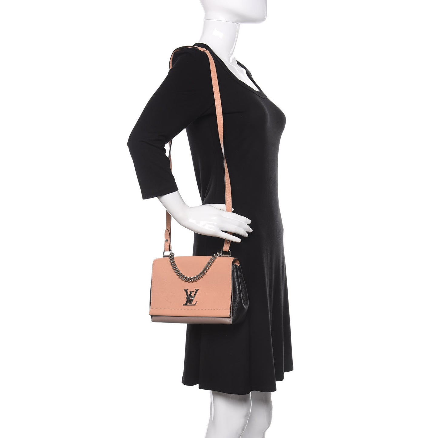 Calfskin Lockme II Chain Bag BB Venus Pink Black Magnolia