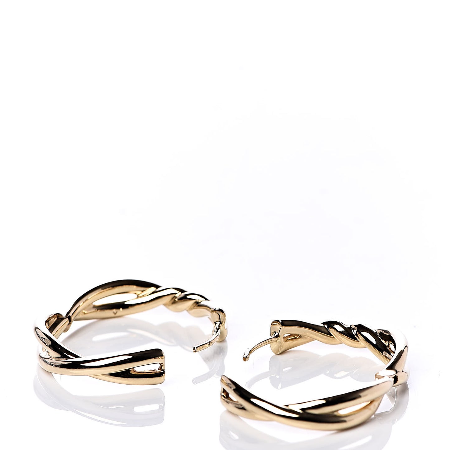 18K Yellow Gold Diamond 21mm Continuous Hoop Earrings