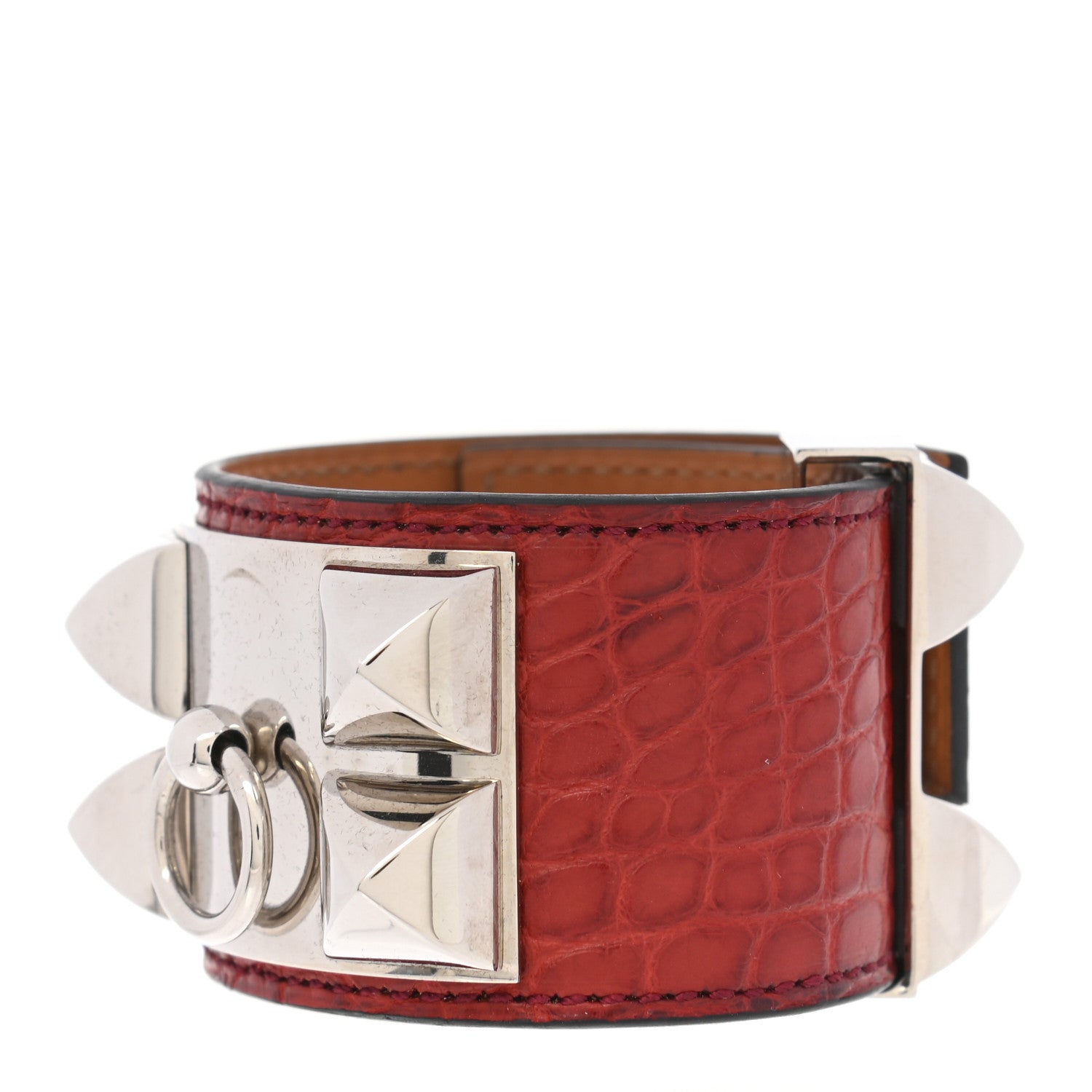 Hermes Matte Alligator Collier De Chien CDC Bracelet S Bougainvillea 1 of 7