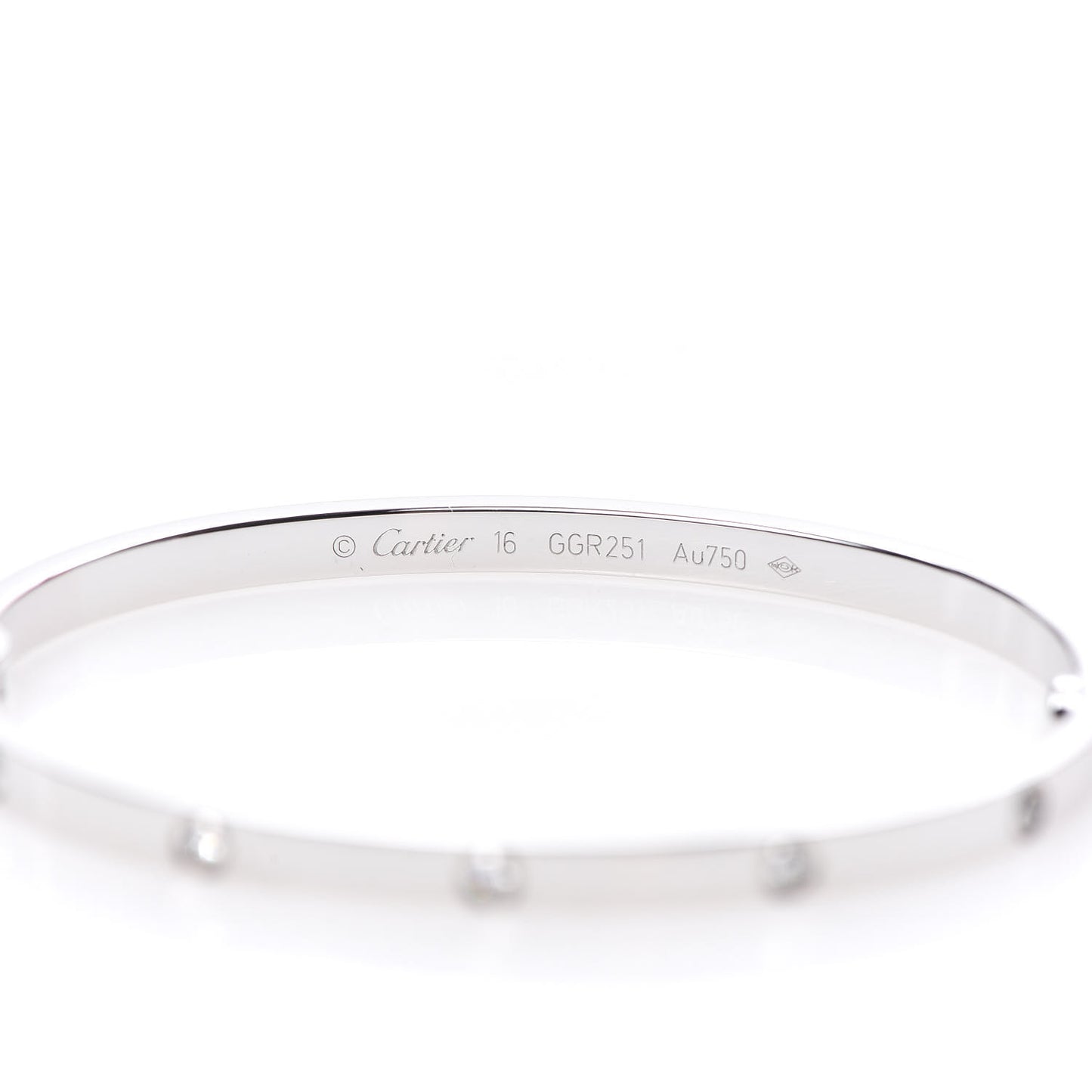 18K White Gold 10 Diamond Small LOVE Bracelet 16