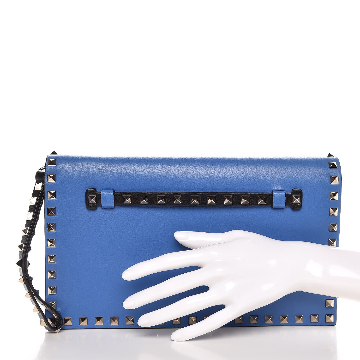 Valentino Garavani Nappa Rockstud Wristlet Clutch Light Sapphire Black 2 of 8