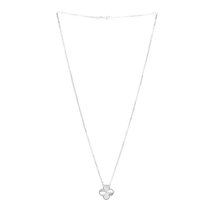 Van Cleef & Arpels 18K White Gold Guilloche Vintage Alhambra Pendant Necklace 3 of 6