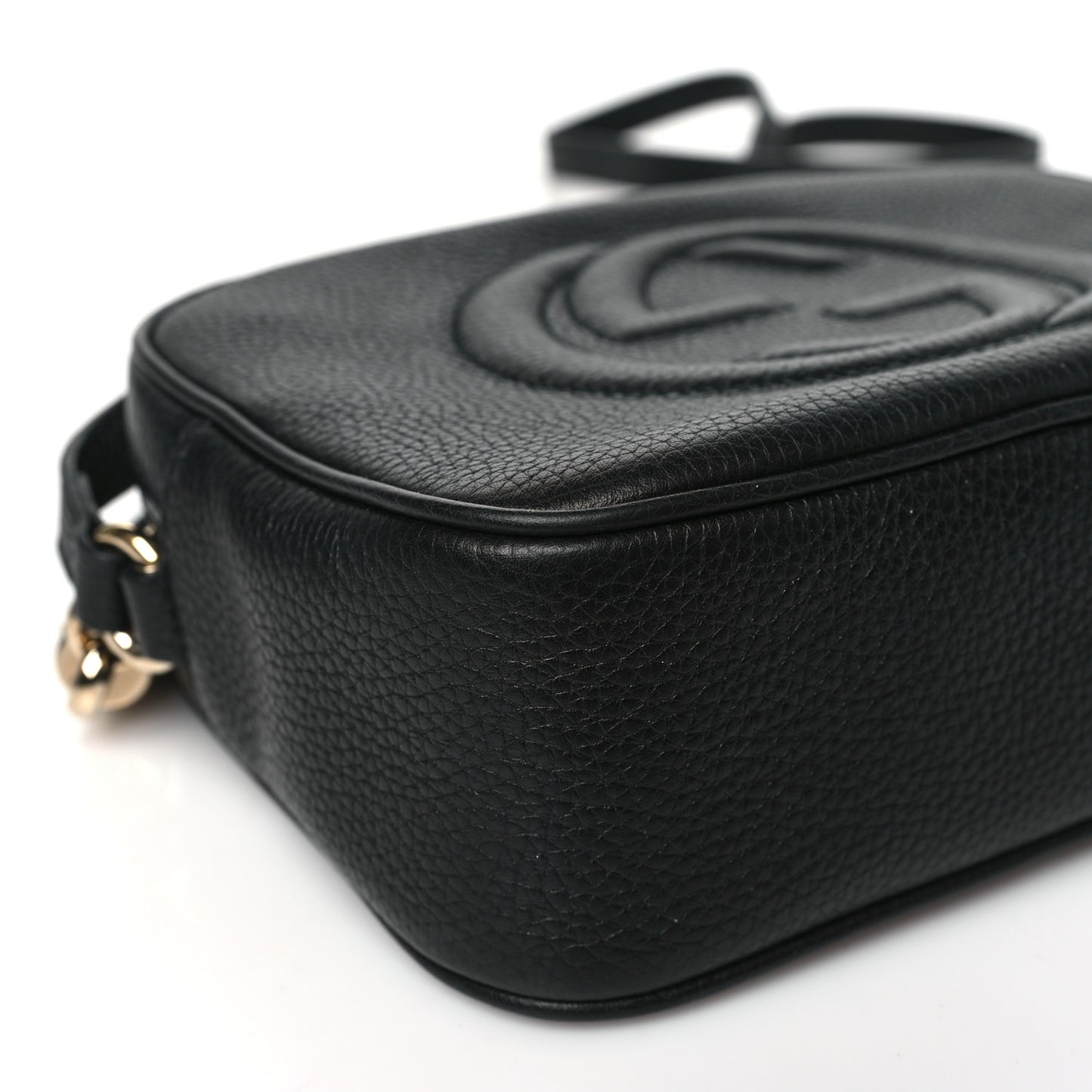 Pebbled Calfskin Small Soho Disco Bag Black