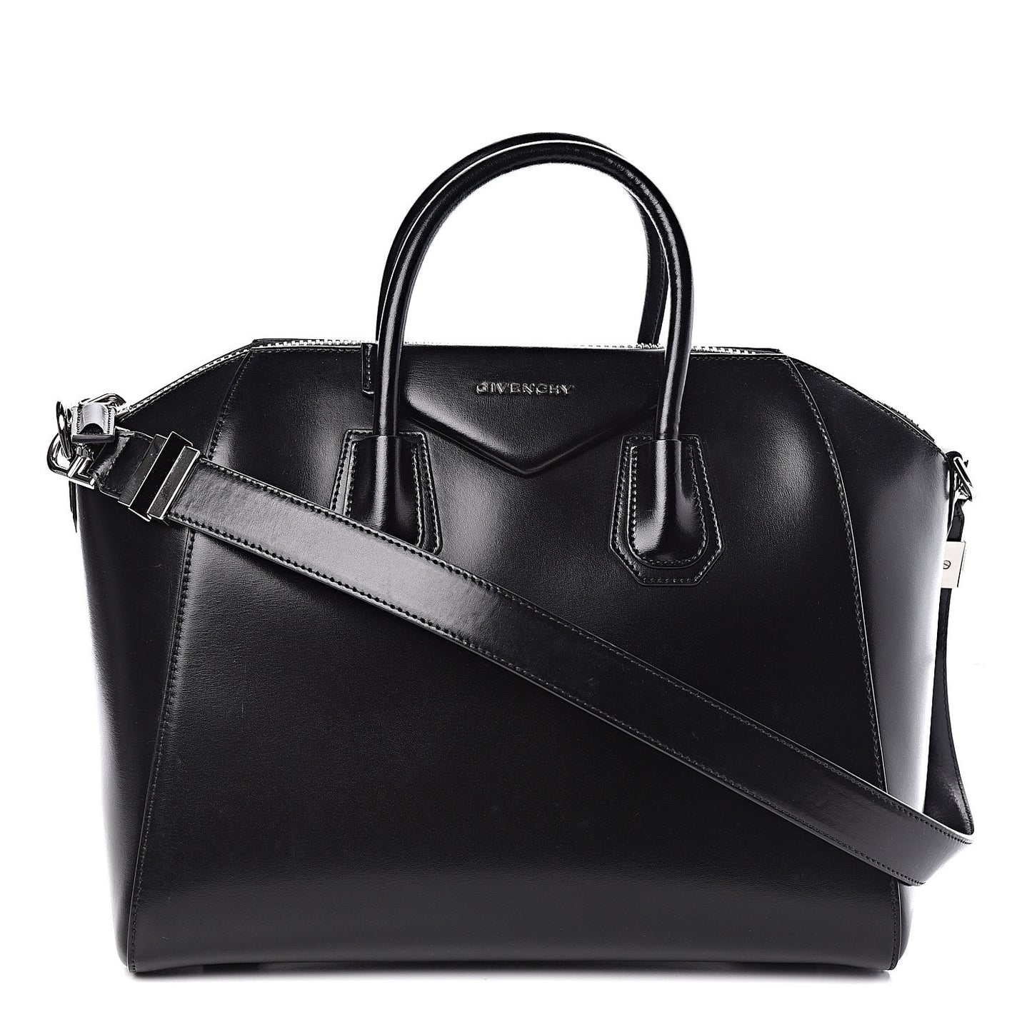 Shiny Lord Calfskin Medium Antigona Black