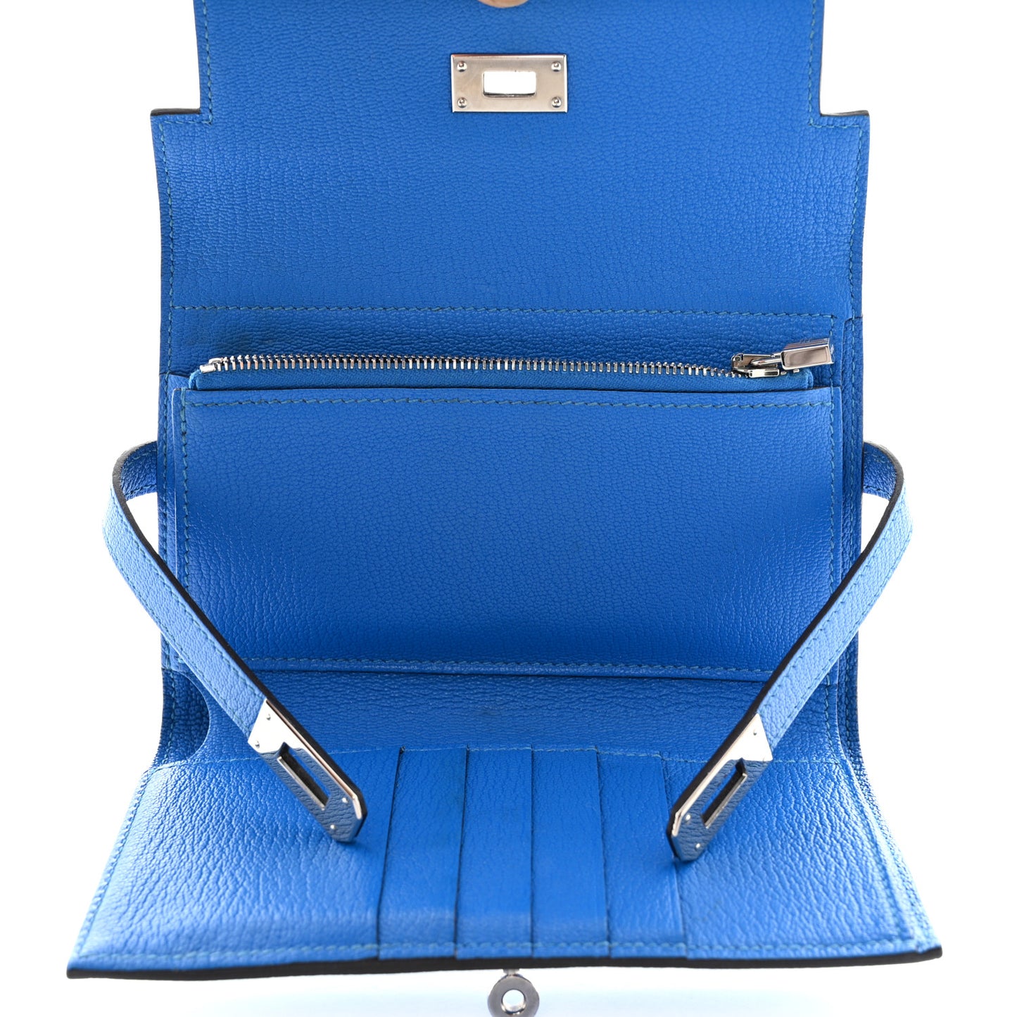 Chevre Mysore Medium Kelly Wallet Bleu Hydra