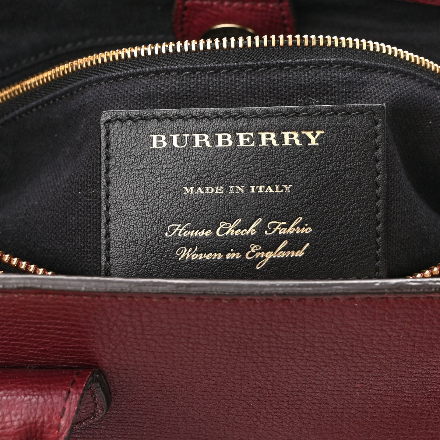 Grainy Calfskin House Check Medium Banner Tote Mahogany Red