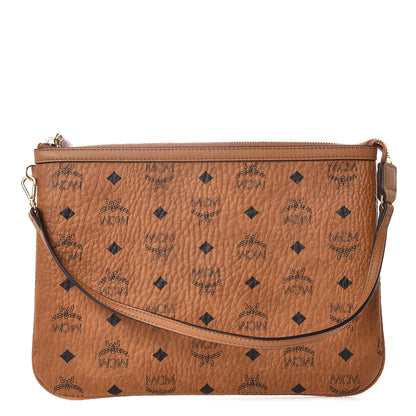 MCM Visetos Liz Shopper Tote Pouch Cognac 1 of 8