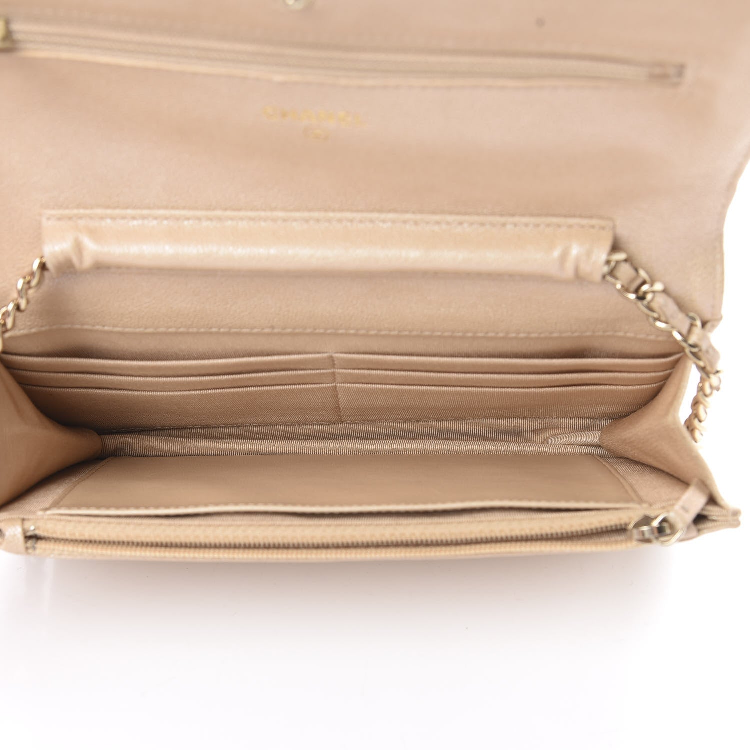 Chanel Iridescent Caviar Quilted Wallet On Chain WOC Beige 4 of 13