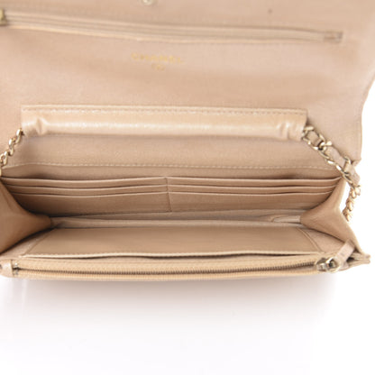 Chanel Iridescent Caviar Quilted Wallet On Chain WOC Beige 4 of 13