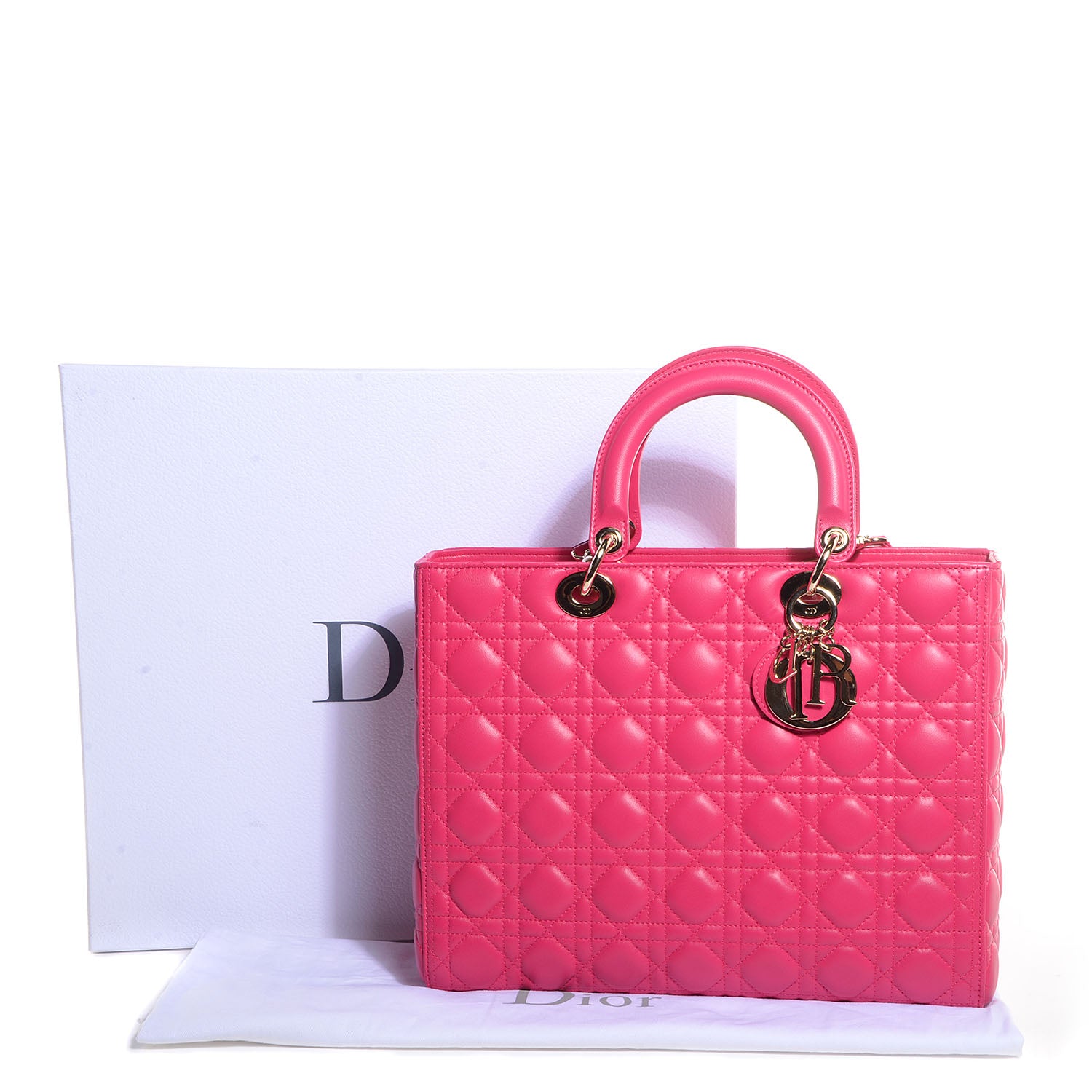 Christian Dior Lambskin Cannage Large Lady Dior Fuchsia 10 of 10