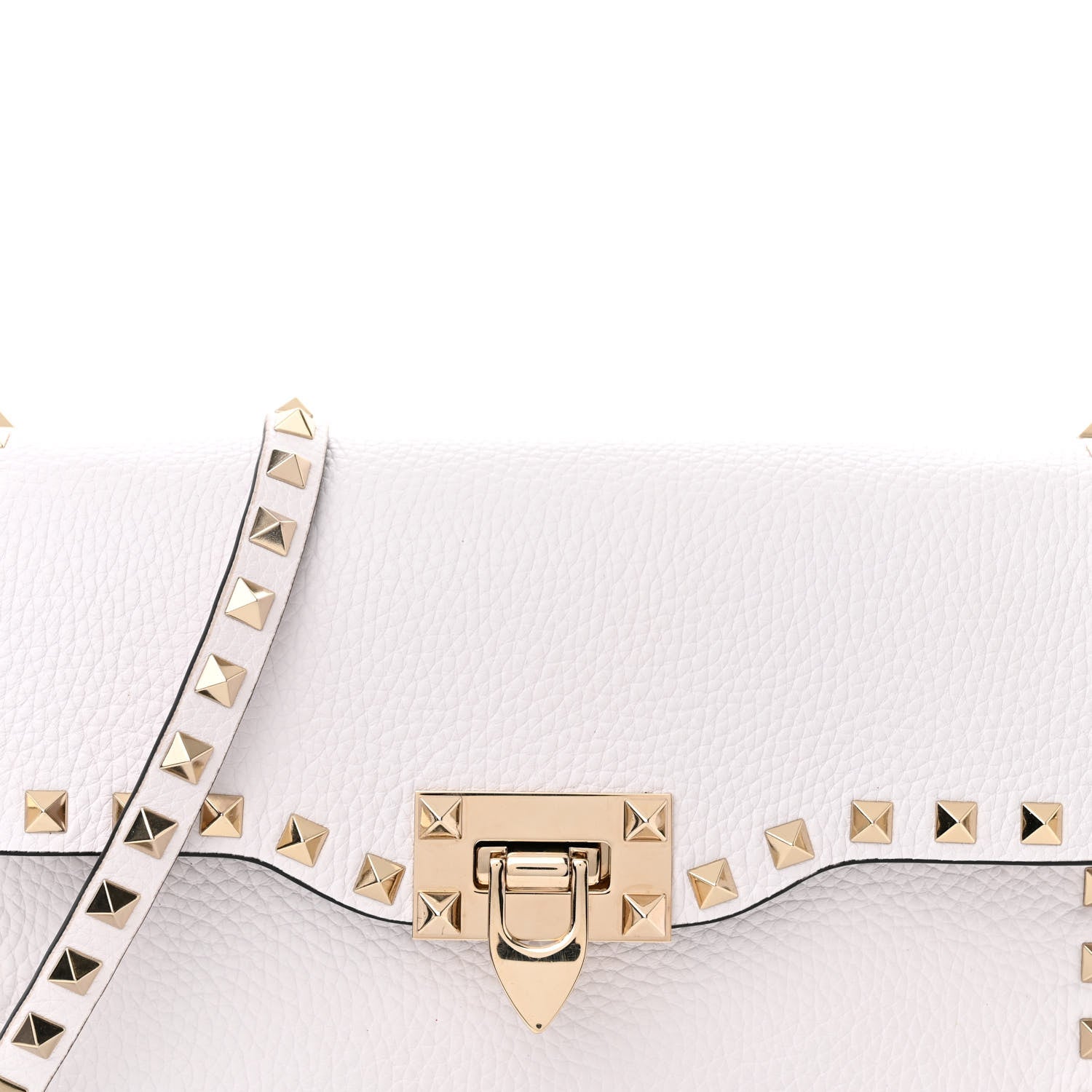 Valentino Garavani Pebbled Calfskin Medium Rockstud Flip Lock Crossbody Bag White 7 of 12