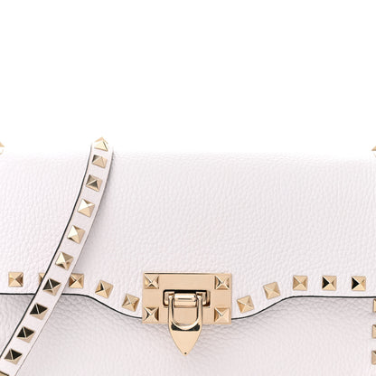 Valentino Garavani Pebbled Calfskin Medium Rockstud Flip Lock Crossbody Bag White 7 of 12