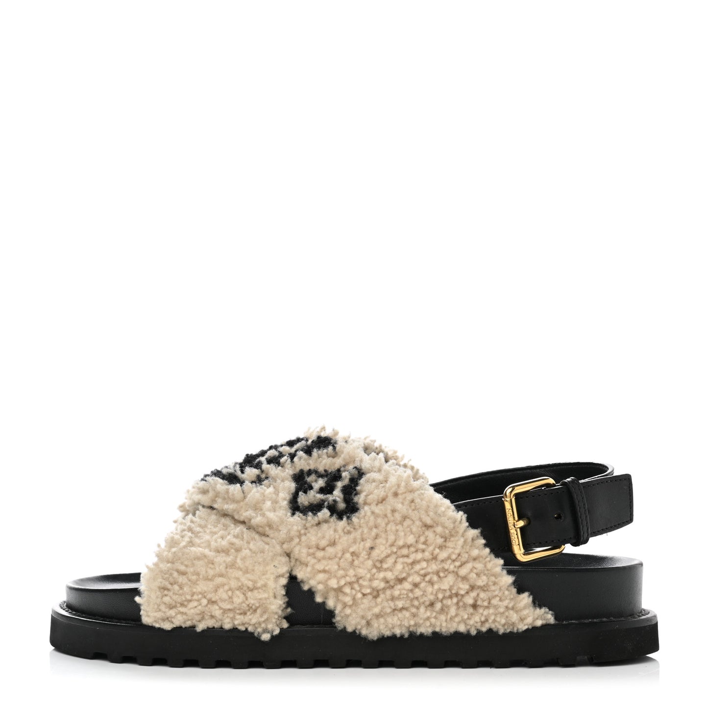 Shearling Paseo Sandals 40 Black