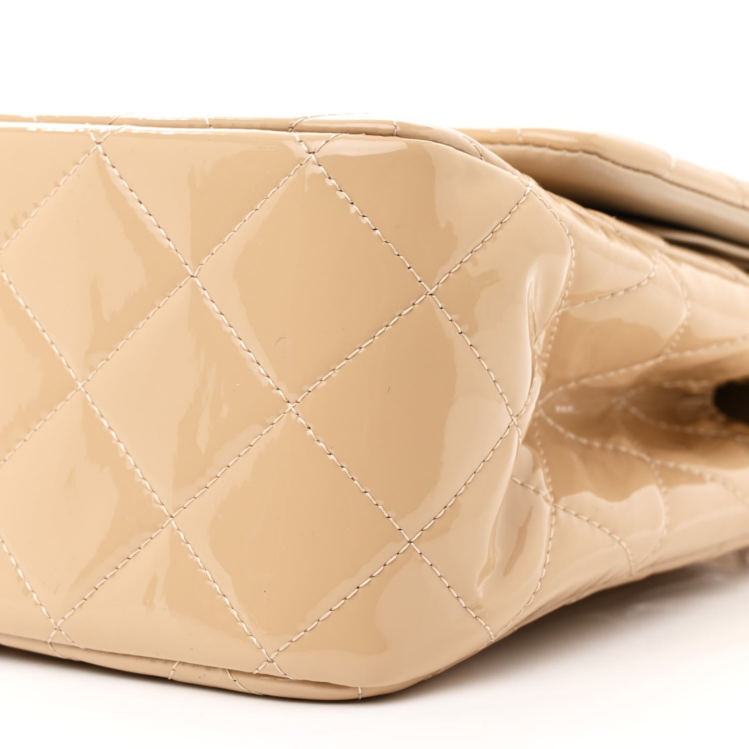Chanel Patent Quilted Jumbo Double Flap Beige 10 of 13