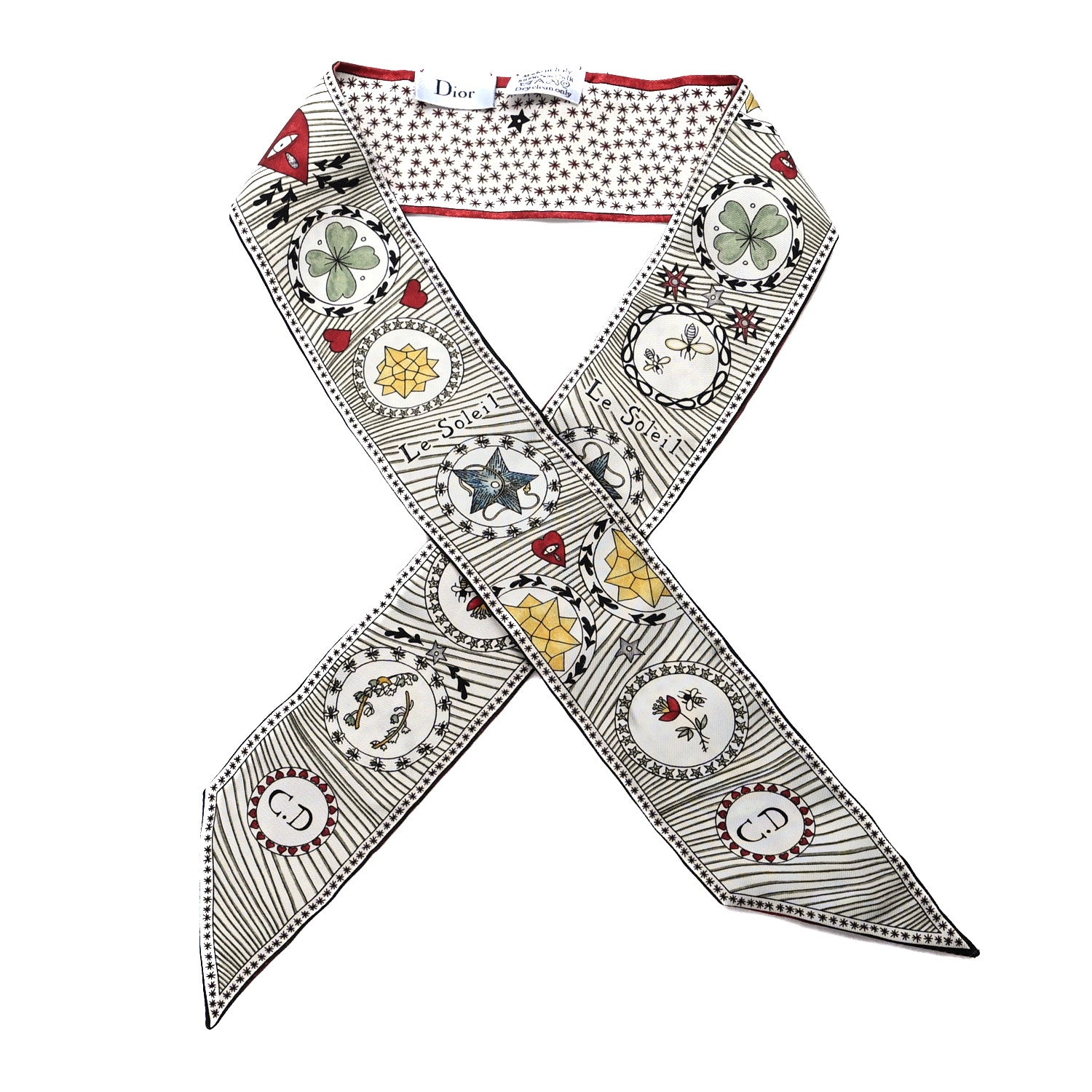 Christian Dior Silk Le Soleil Tarot Mitzah Scarf Off White 1 of 3