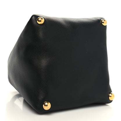 Bottega Veneta Calfskin Small Drawstring Pyramid Pouch Black 4 of 11