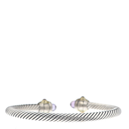 David Yurman Sterling Silver 14K Yellow Gold Amethyst Tourmaline Rhodolite 5mm Cable Renaissance Bracelet 3 of 5