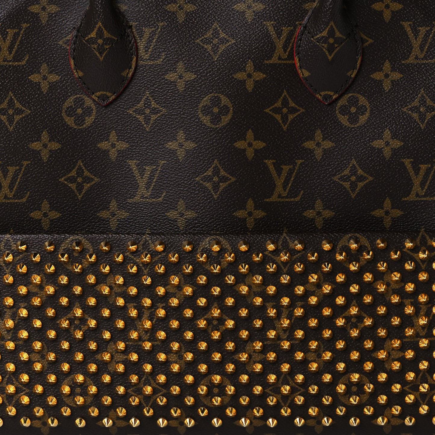 Monogram Calf Hair Spikes Iconoclasts Christian Louboutin Tote Red