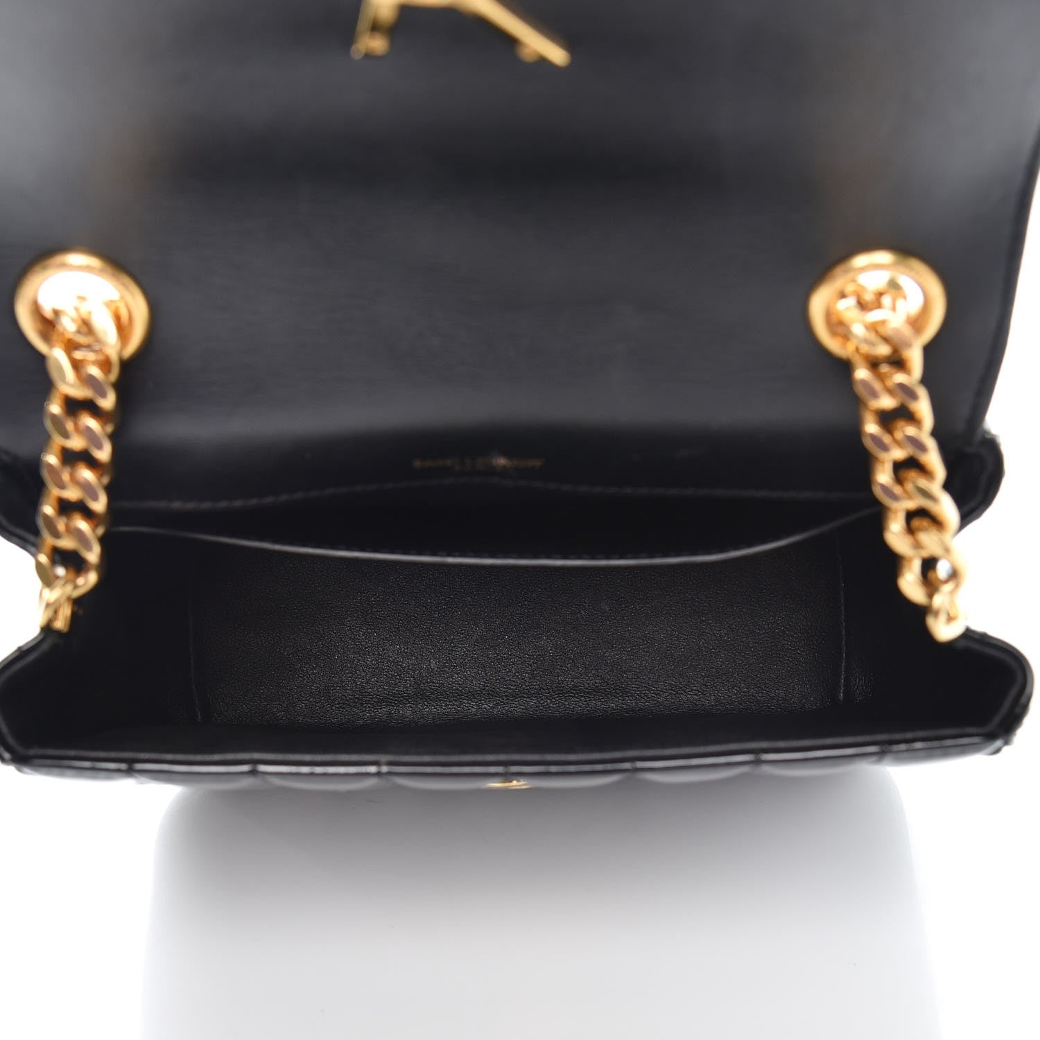 Saint Laurent Patent Calfskin Matelasse Monogram Small Vicky Chain Bag Black 5 of 9