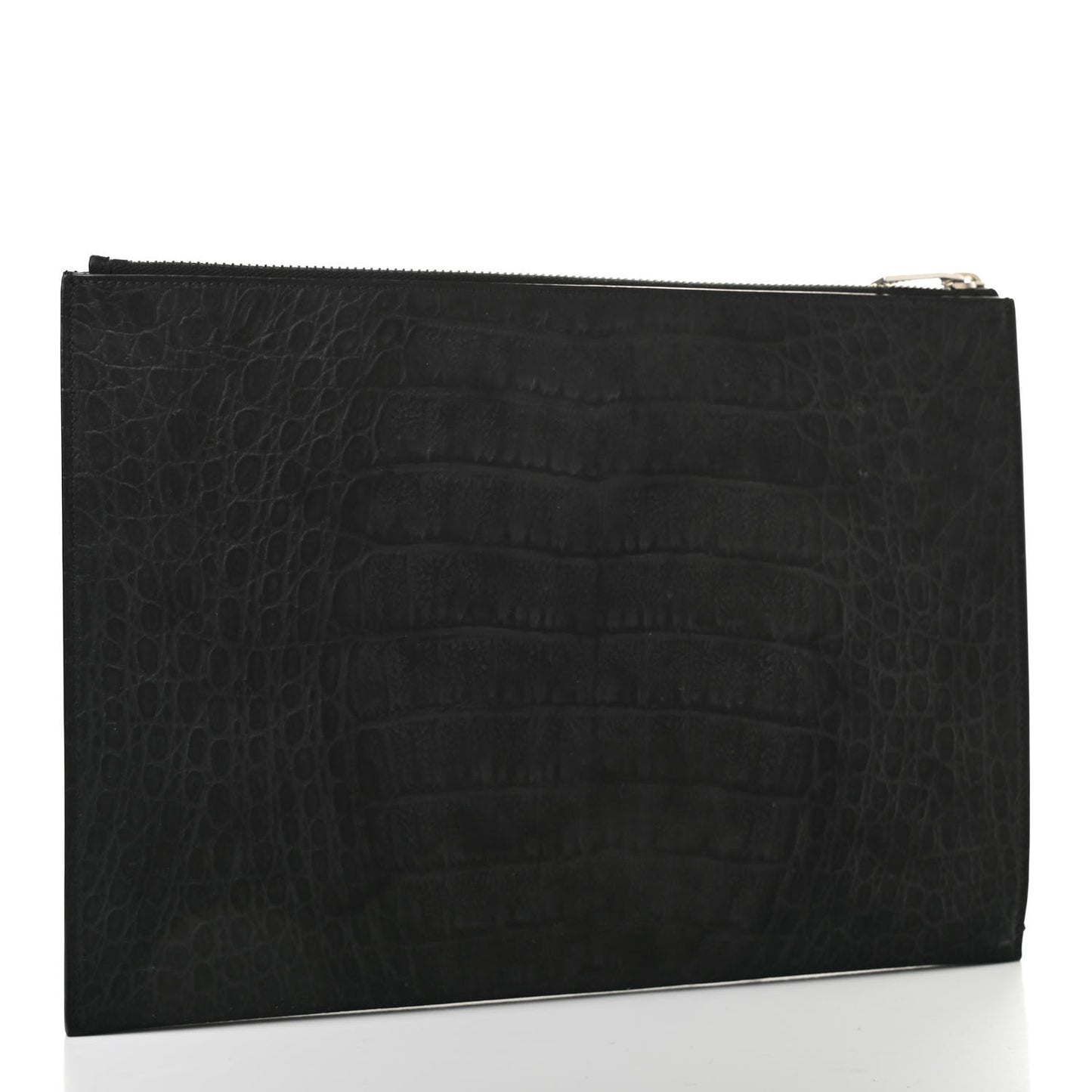 Calfskin Crocodile Embossed Tablet Pouch Black