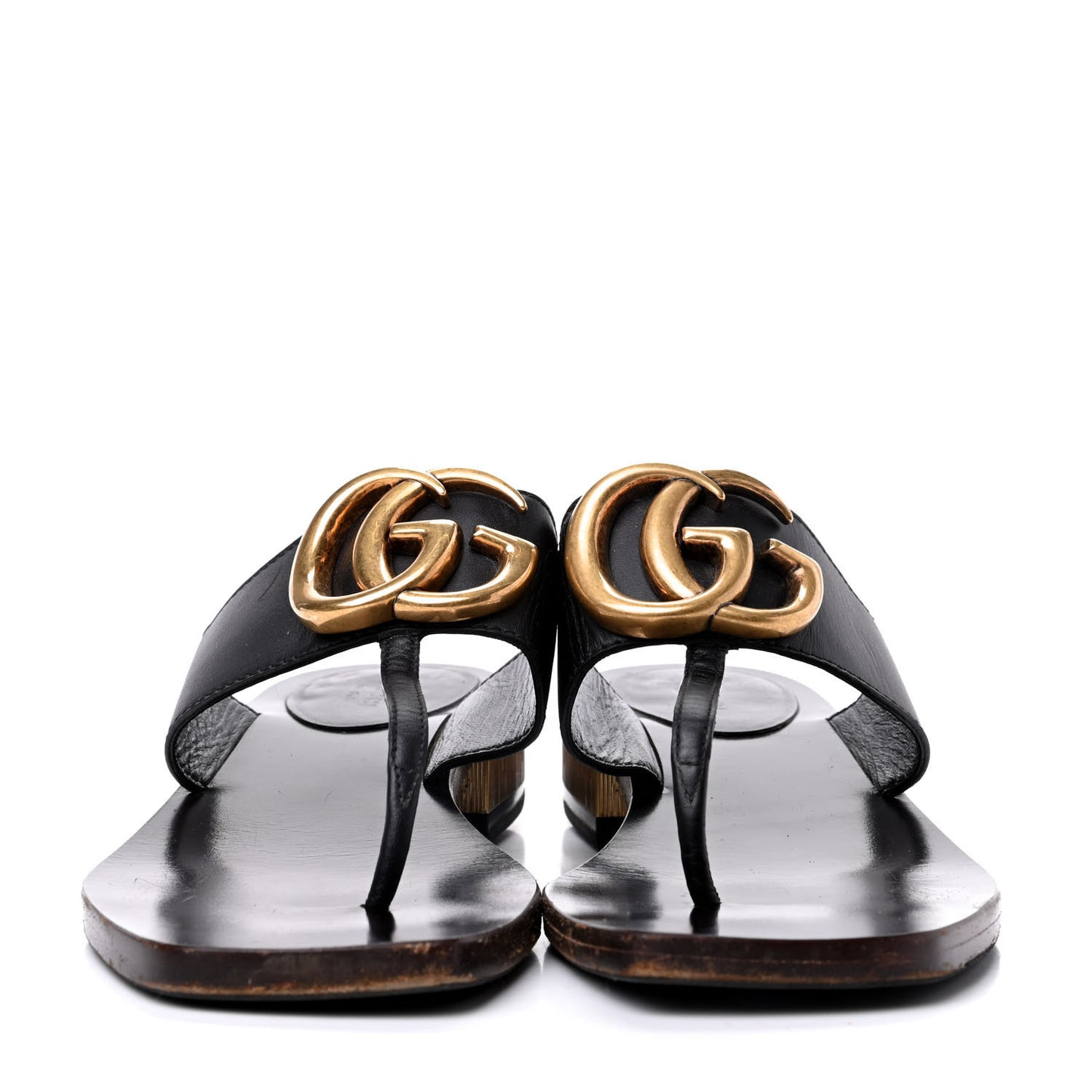 Lifford Calfskin GG Marmont Thong 25mm Sandals 38 Black