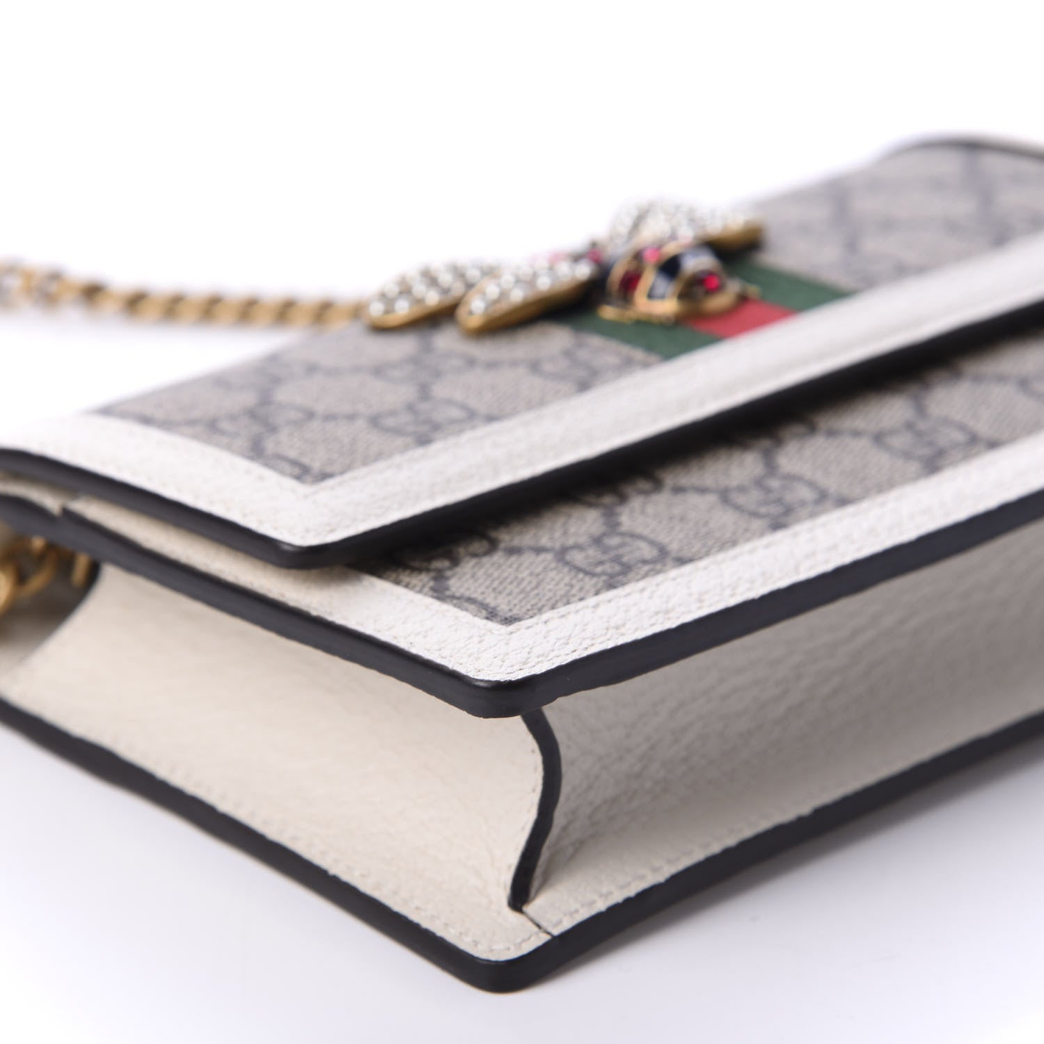 Gucci GG Supreme Monogram Web Queen Margaret Chain Wallet White 6 of 10