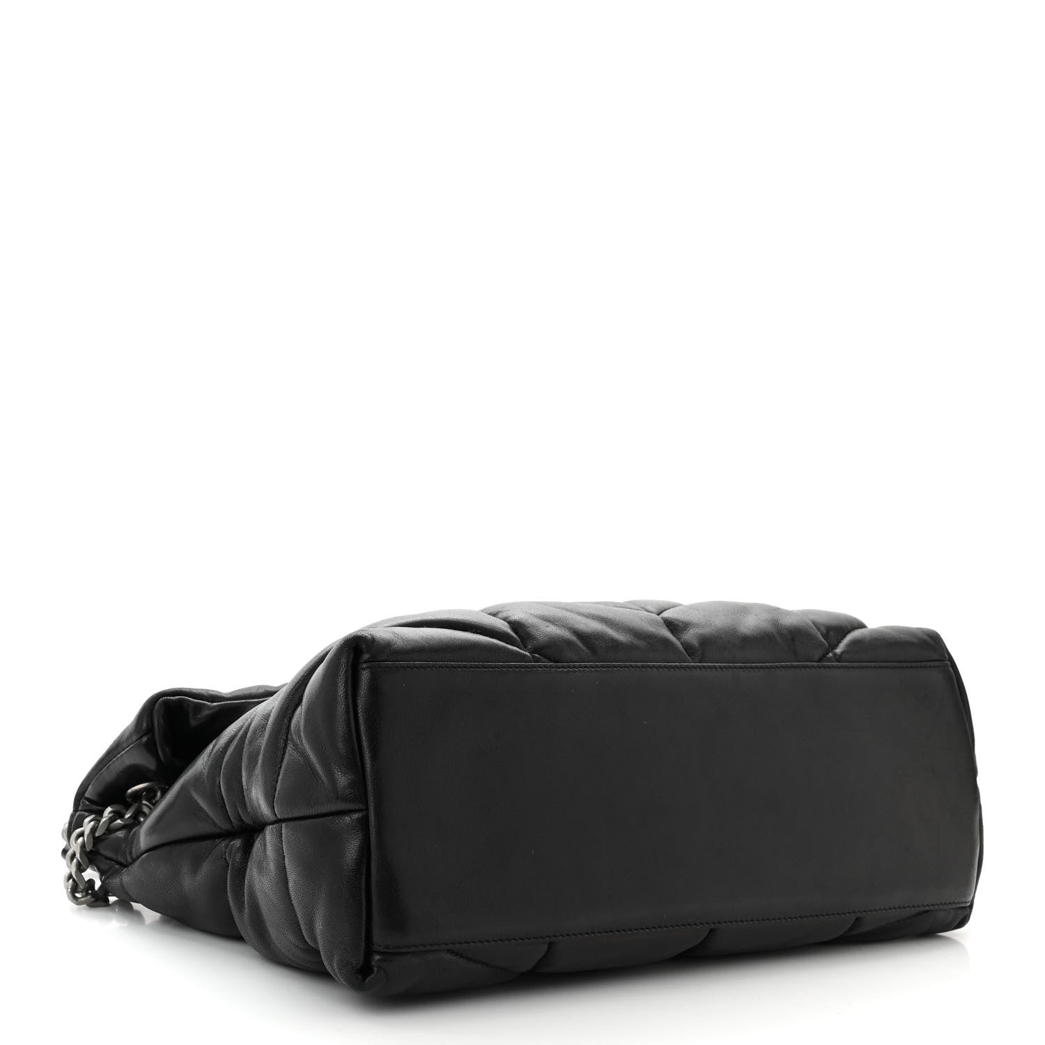 Saint Laurent Lambskin Quilted Medium Loulou Puffer Monogram Chain Satchel Black 4 of 10