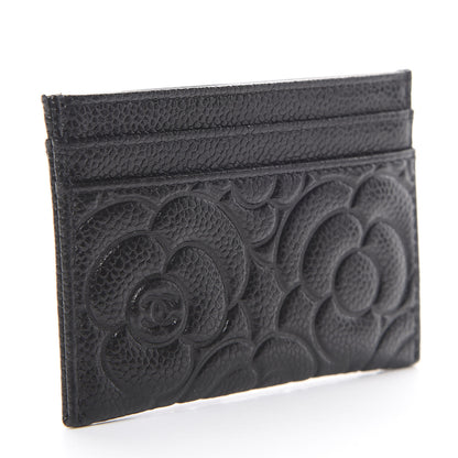 Chanel Caviar Camellia Embossed Card Holder Black 2 of 8