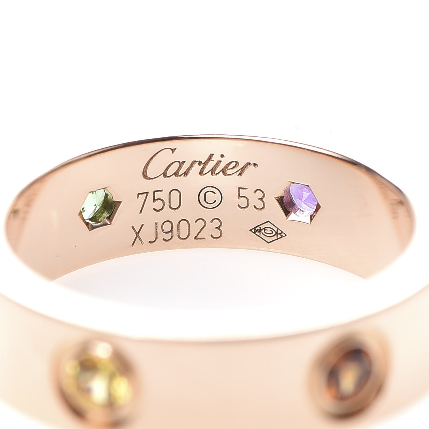 Cartier 18K Pink Gold Sapphire Garnet Amethyst 5.5mm LOVE Ring 53 6.25 5 of 7