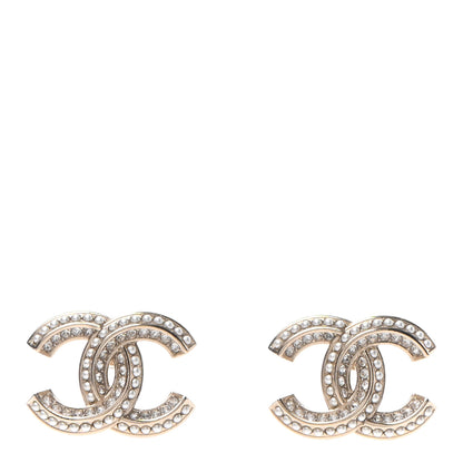 Chanel Crystal Pearl Chain Mania CC Earrings Gold 1 of 4