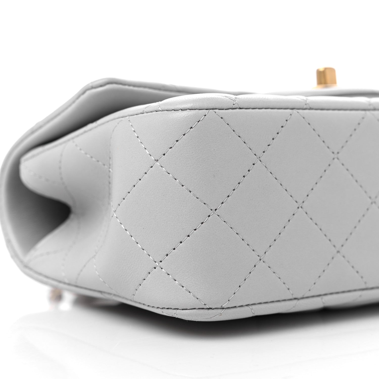 Chanel Lambskin Quilted Mini Top Handle Rectangular Flap Grey 8 of 9