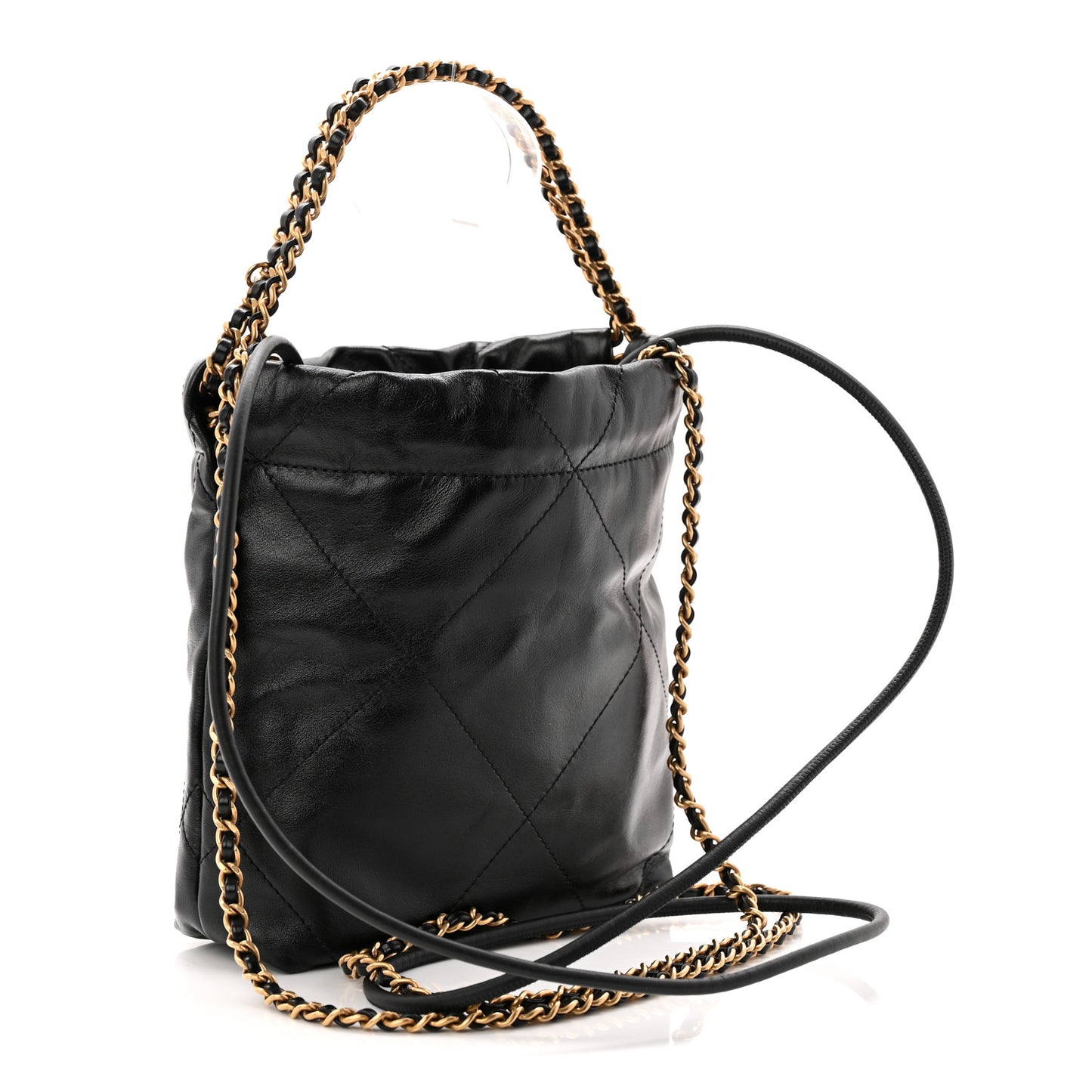 Shiny Calfskin Quilted Mini Chanel 22 Black