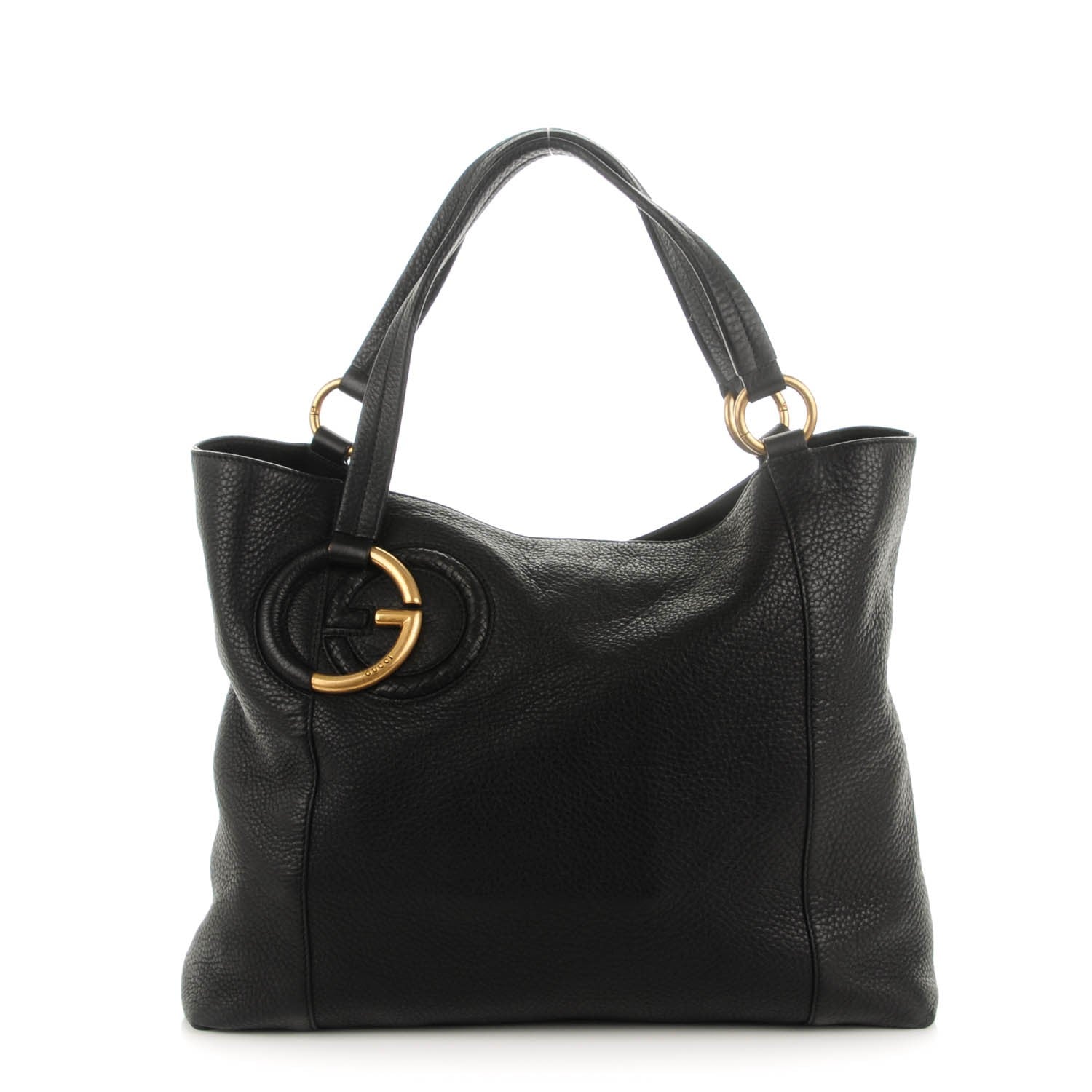 Gucci Pebbled Calfskin Medium Twill Tote Black 1 of 7