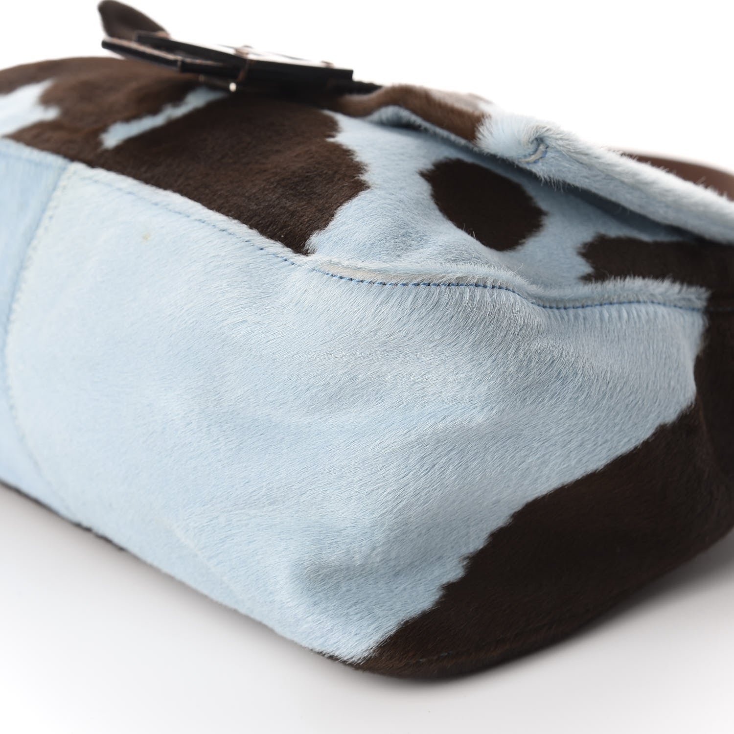Fendi Calf Hair Mama Baguette Light Blue Brown 7 of 13