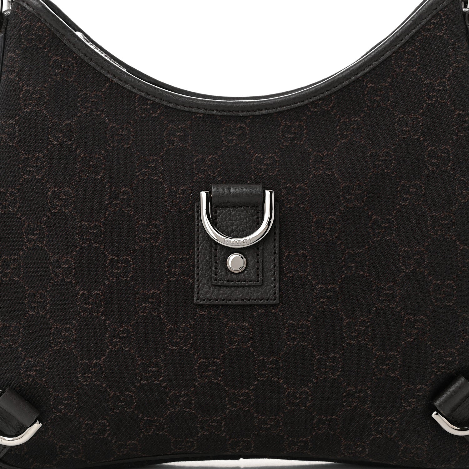 Gucci Denim Monogram Abbey D Ring Hobo Brown 8 of 10