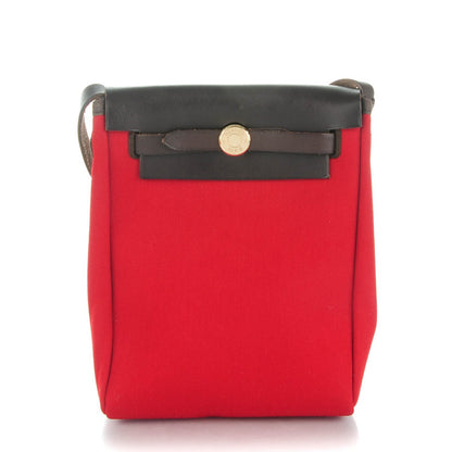 Hermes Barenia Toile Herbag TPM Red Orange 1 of 9