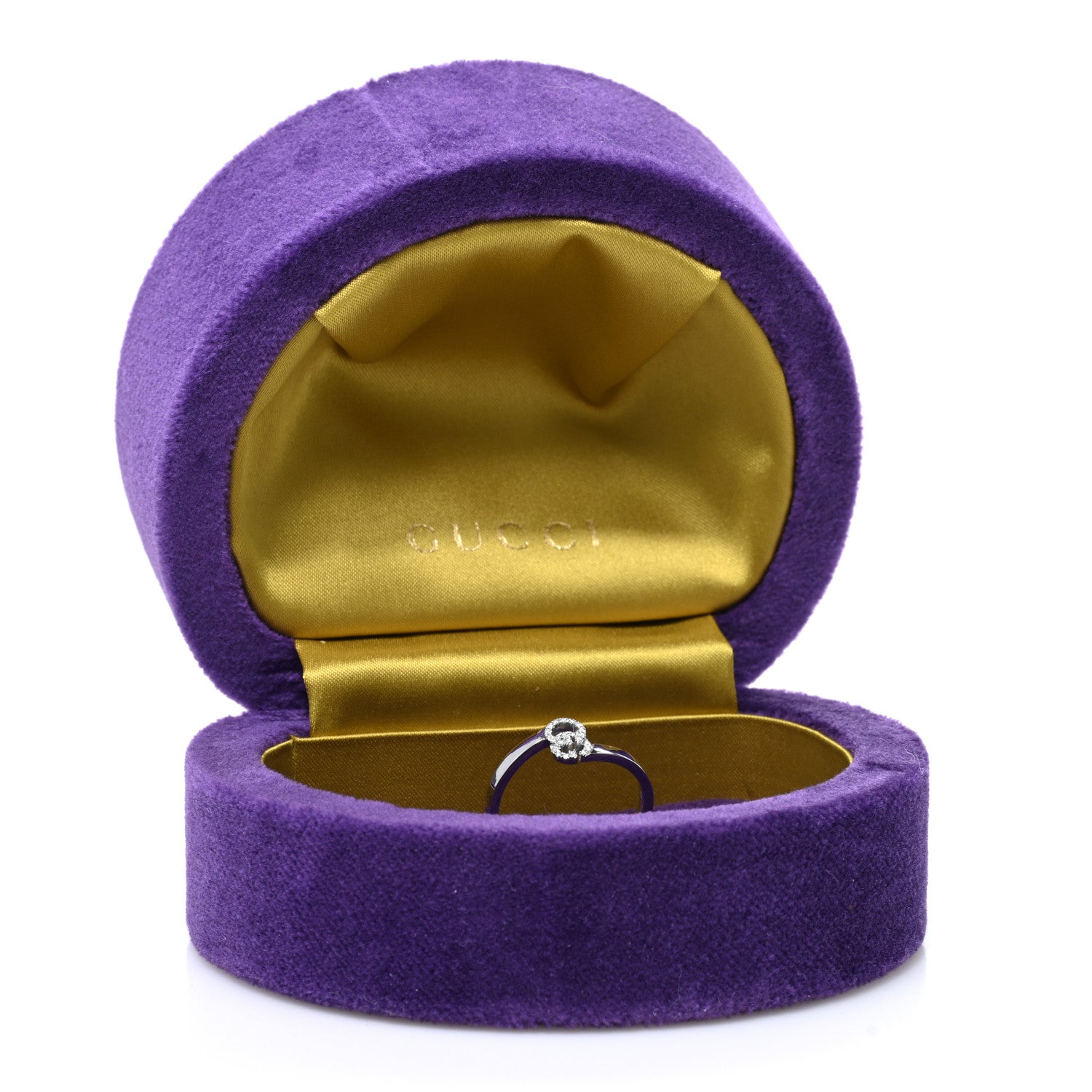 Gucci 18K White Gold Diamond Running G Ring 55 7.25 5 of 5