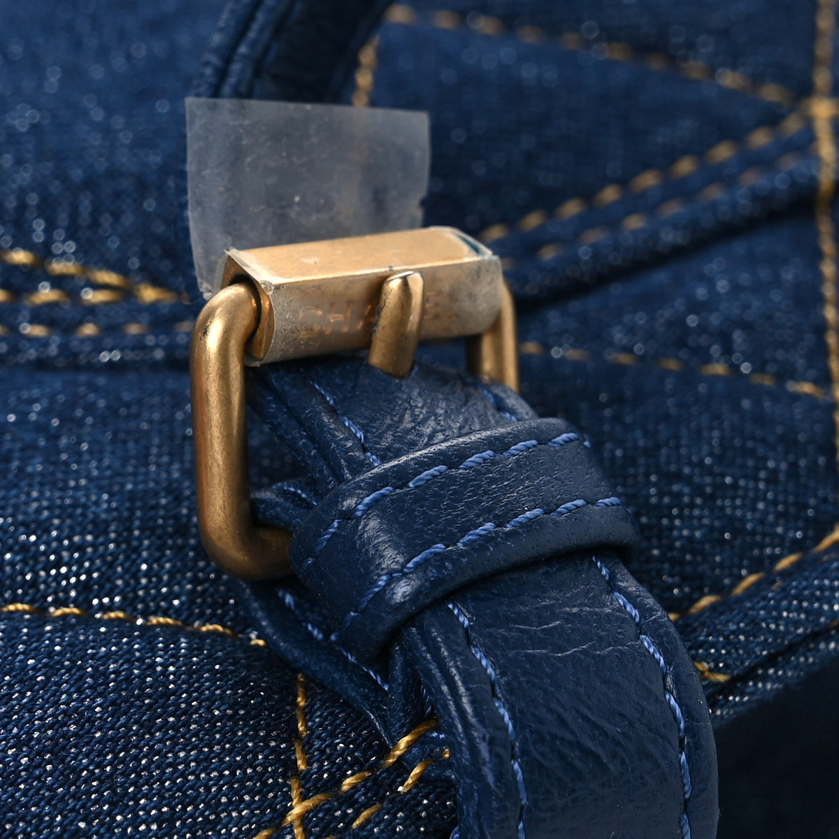 Chanel Denim Quilted Double You Backpack Blue Golden 10 of 12
