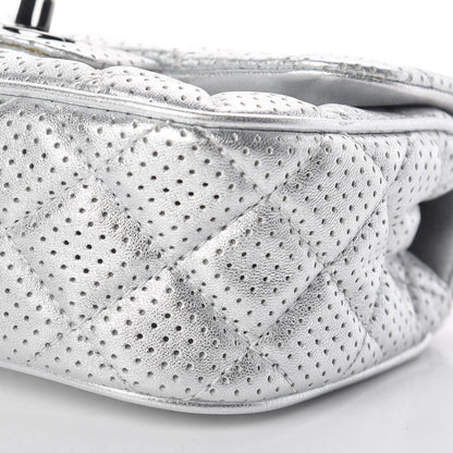 Chanel Metallic Lambskin Perforated Mini Rectangular Flap Silver 10 of 10